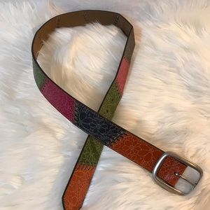 Floral‎ belt with silver buckle orange, brown, pink